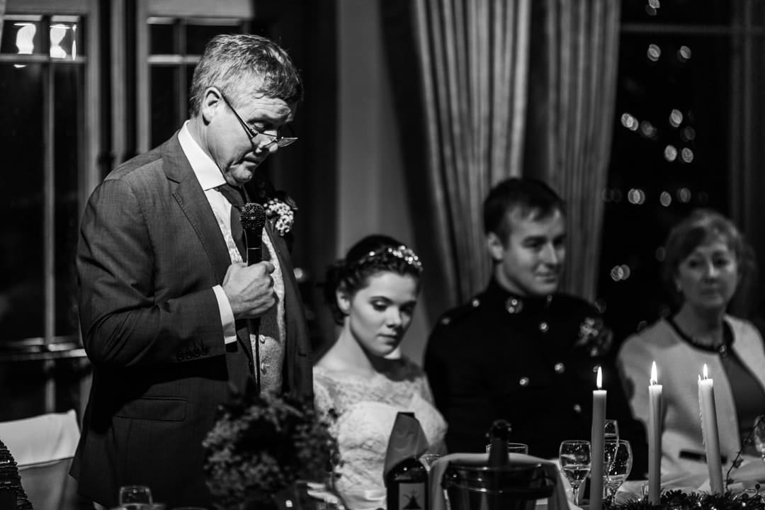 winter wedding speeches at king arthur hotel gower south wales