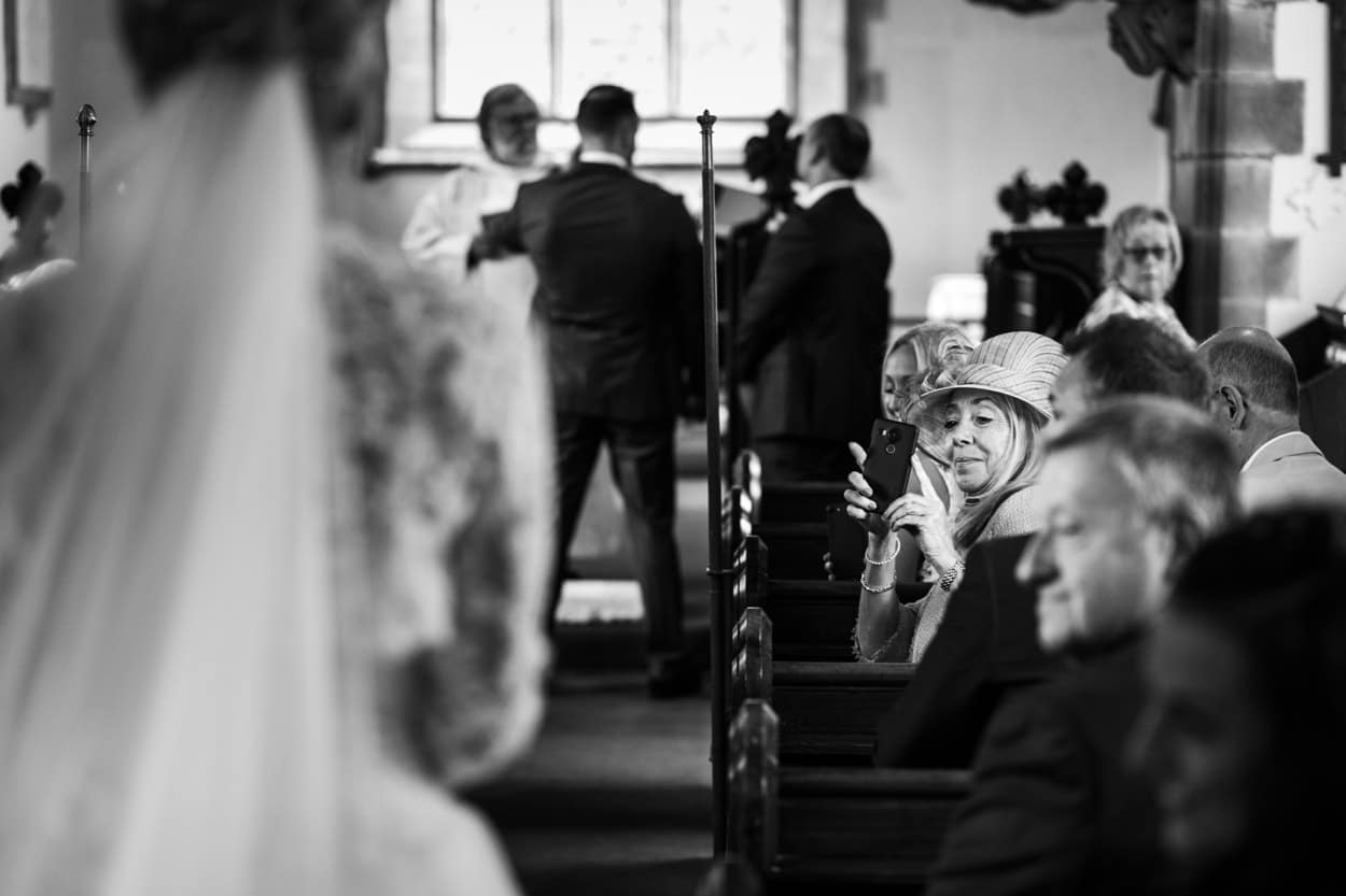 Wedding ceremony at Llanhamlach Church