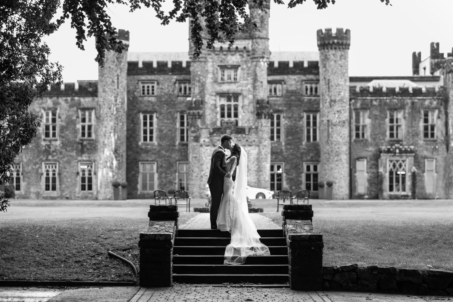 Bride and groom portraits at Hensol Castle in South Wales