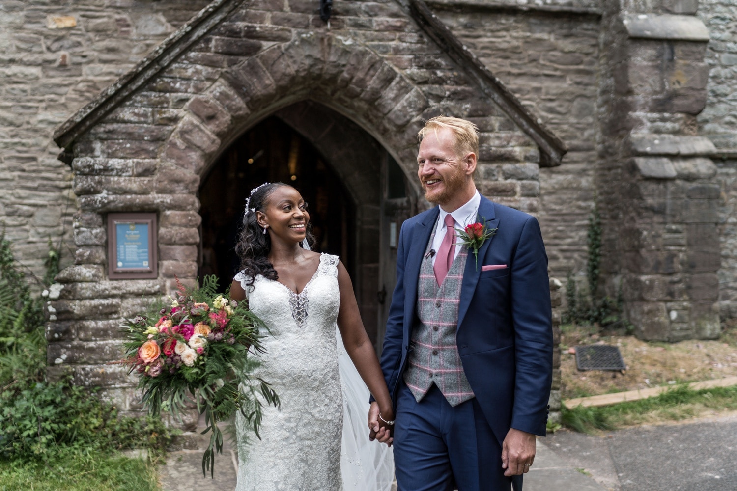Marriage ceremony at St Edmund's Church in Crickhowell, South Wales