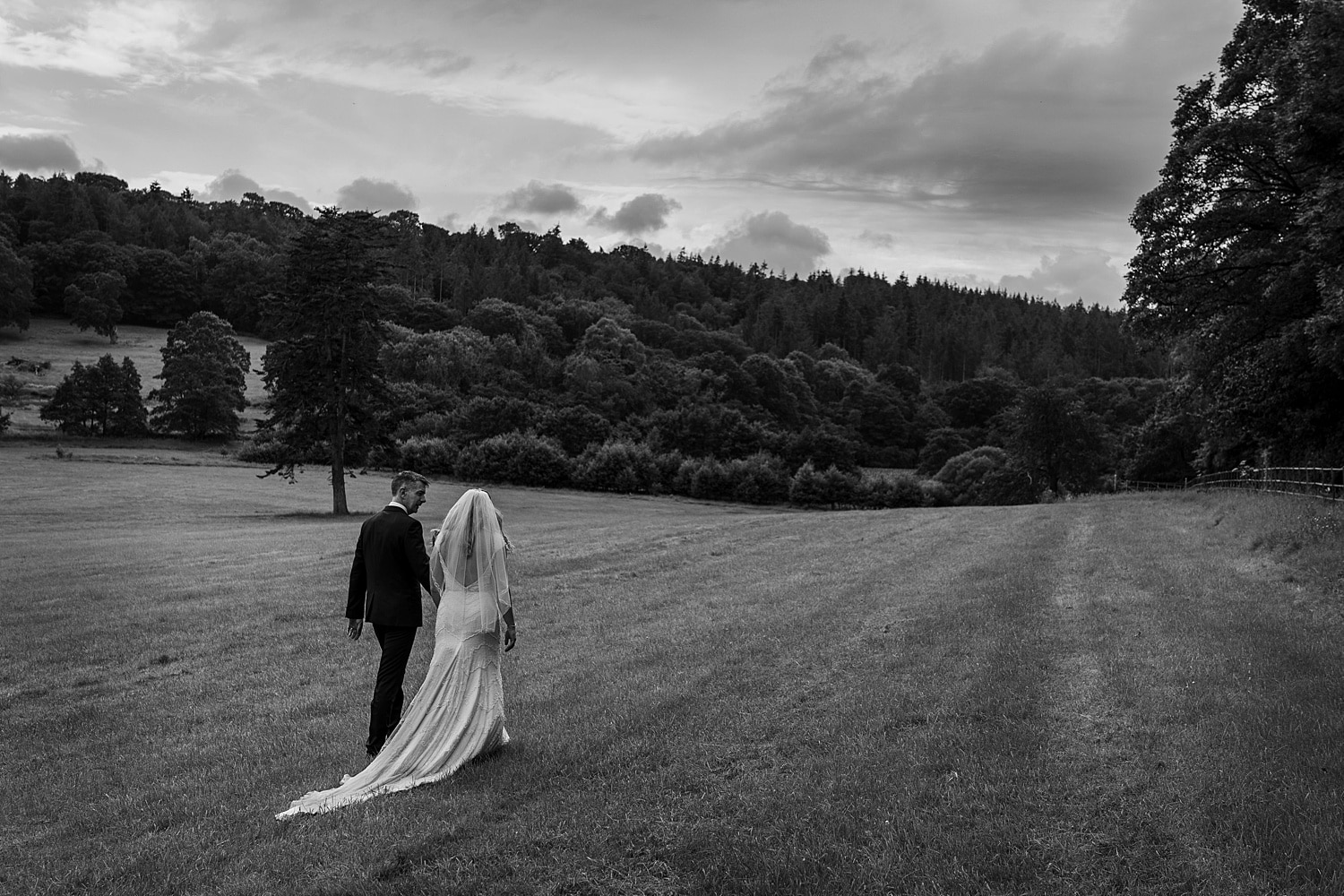 Bride and groom portraits at Nanteos Mansion in West Wales