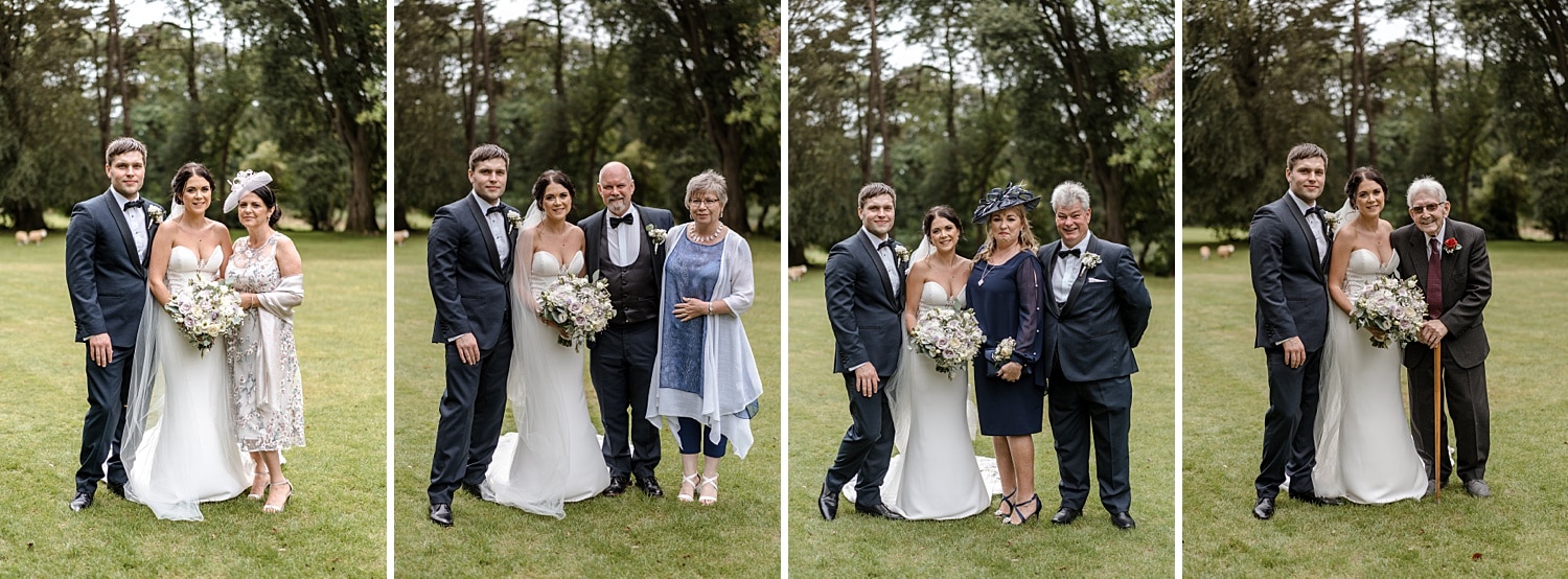 Wedding group photograph at Fairyhill, South Wales