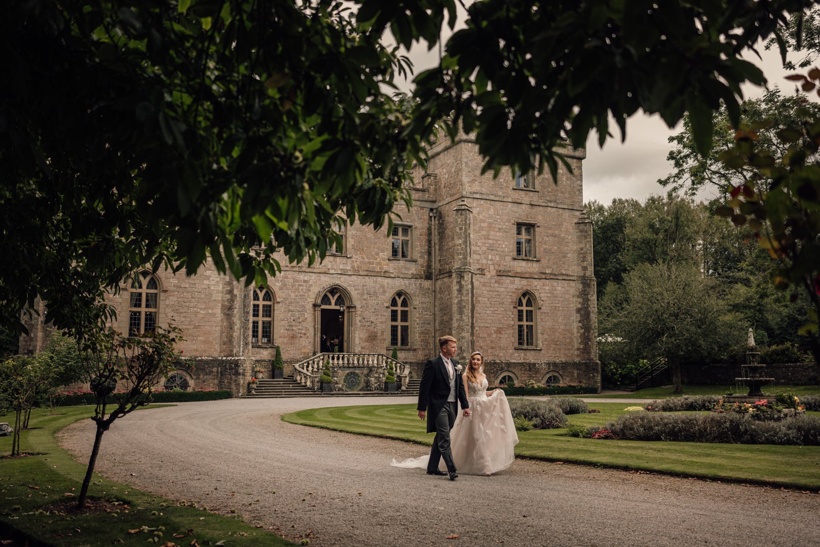 Bride and groom portraits at Clearwell Castle