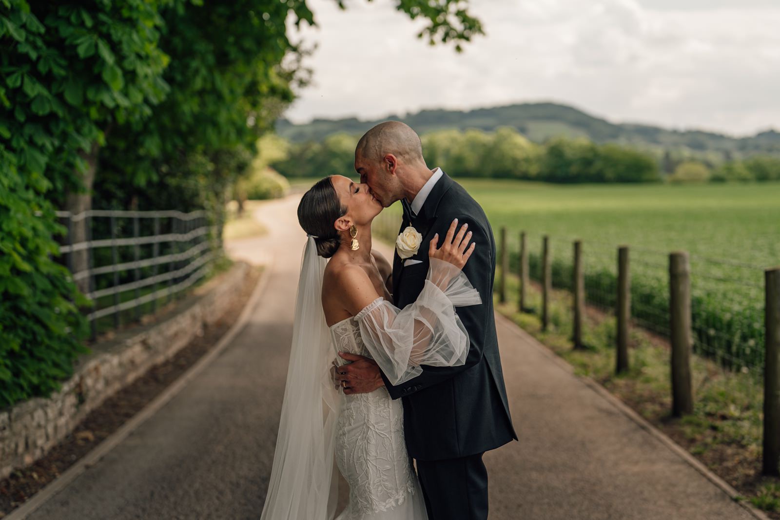 bride and groom at Sant Ffraed House, South Wales