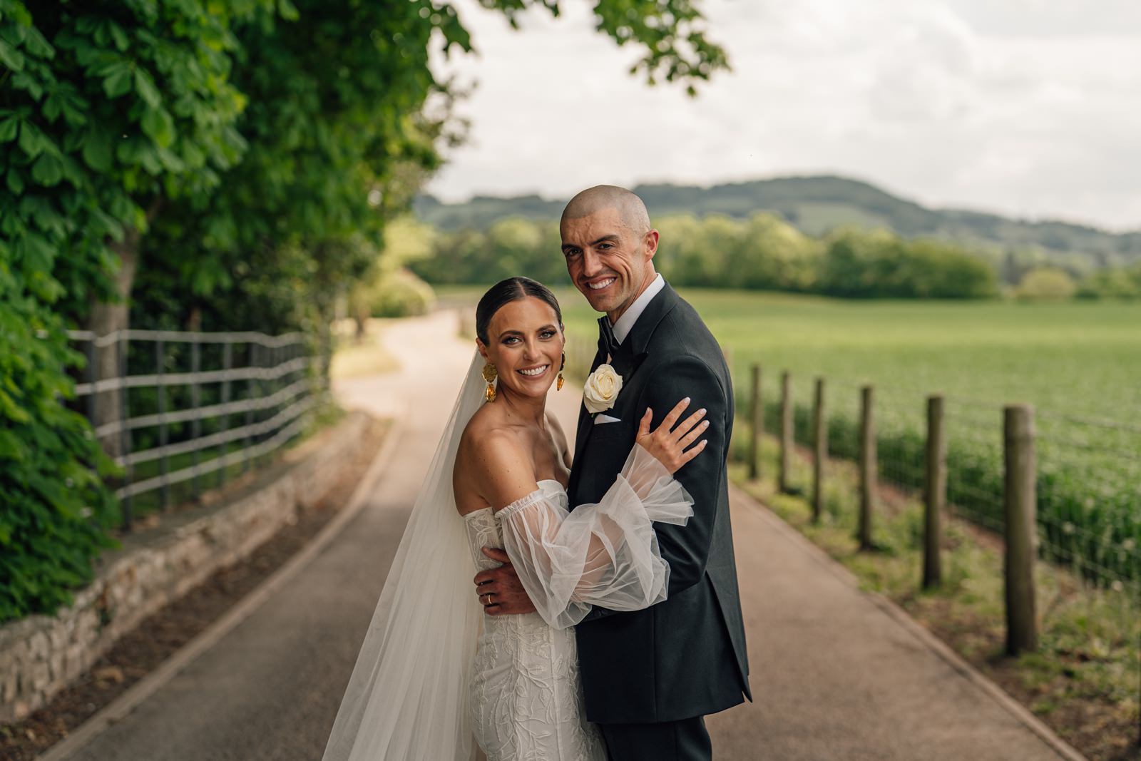 Bride and groom at Sant Ffraed House, South Wales