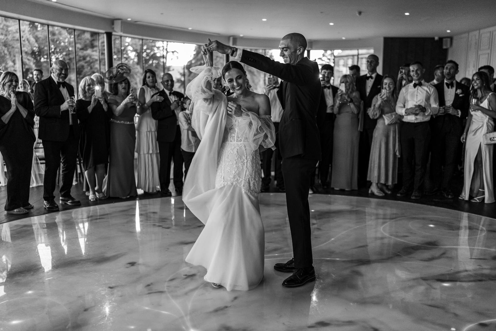 newlyweds first dance at Sant Ffraed House