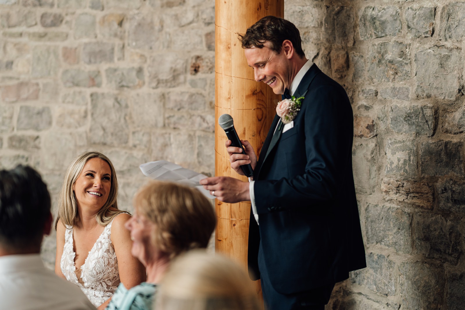 Groom gives wedding speeches at St Tewdrics House