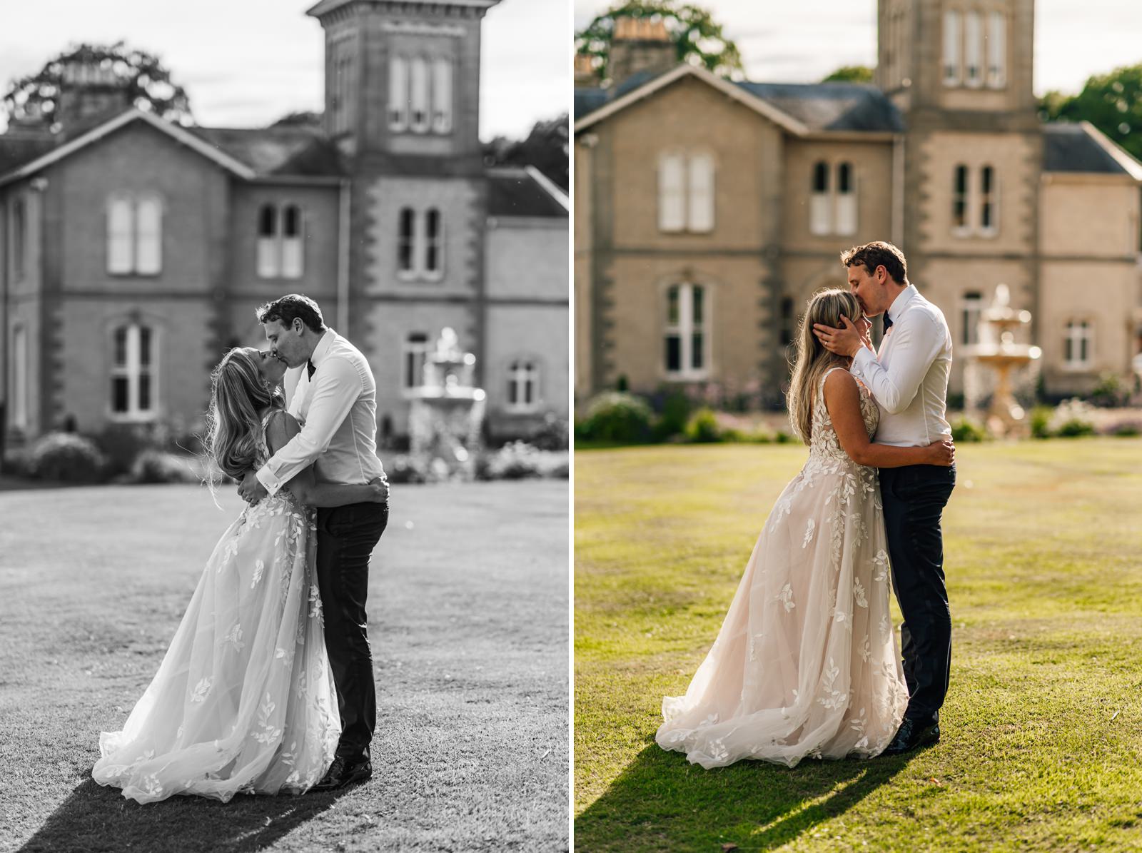 natural portraits of newlyweds at St Tewdrics House in Monmouthshire, South Wales